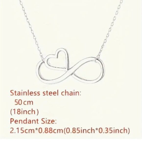 Trendy Silver Infinity Heart Pendant Necklace With Gift Cards - Picture 3 of 7
